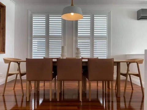 Guardian shutters in a dining room, the install Guardian shows for its 2021 Highly Commended Installation Award, National Security Screen Association