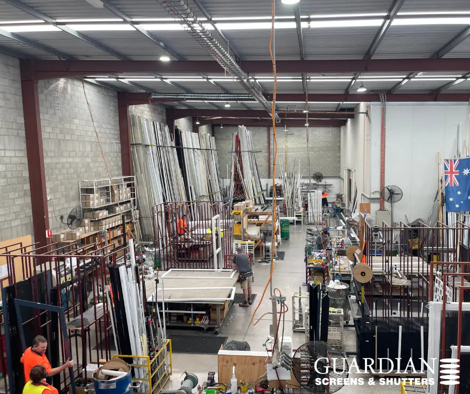 Inside the Guardian factory at 21 Marble Drive, Kingston, product on the racks